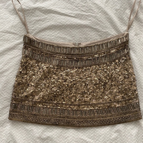 All Saints gold embellished rhinestone mini skirt - Picture 5 of 6